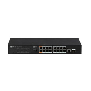 DAHUA PoE slēdzis 100Mbps 16 porti + 1G uplink
