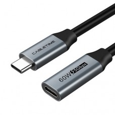Extension Cable USB 3.0 Type-C (M) - USB Type-C (F), 5Gbps, 60W, 4K/60Hz, 0.5m