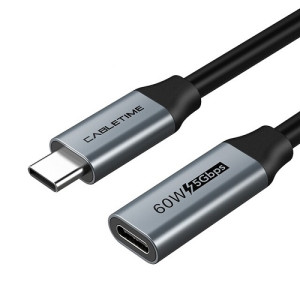 USB 3.0 Type-C (M) - Type-C (F) pagarināšanas kabelis, 5Gbps, 60W, 4K/60Hz, 0,5m