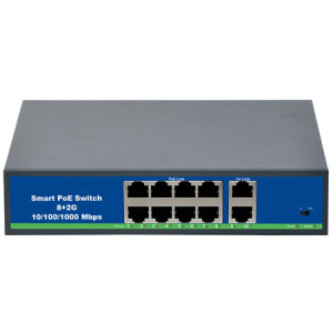 PoE slēdzis 8ch 100Mbps +2G uplink